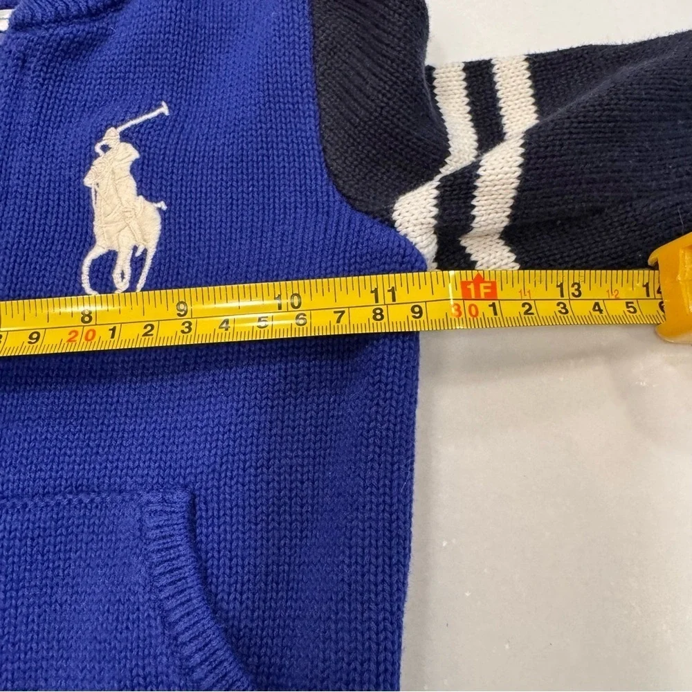 Ralph Lauren boys Big Pony royal blue & navy Full Zip Sweater cotton size 12mos